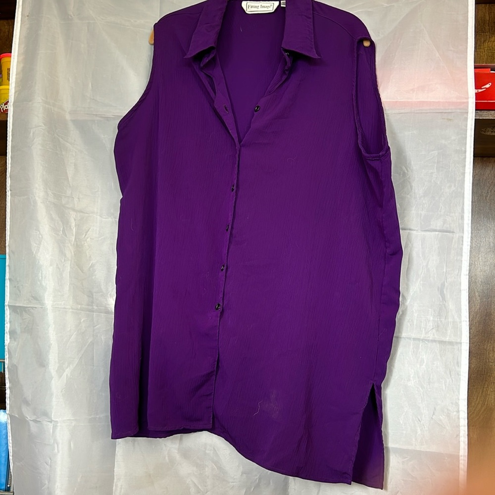 Purple button up tank top